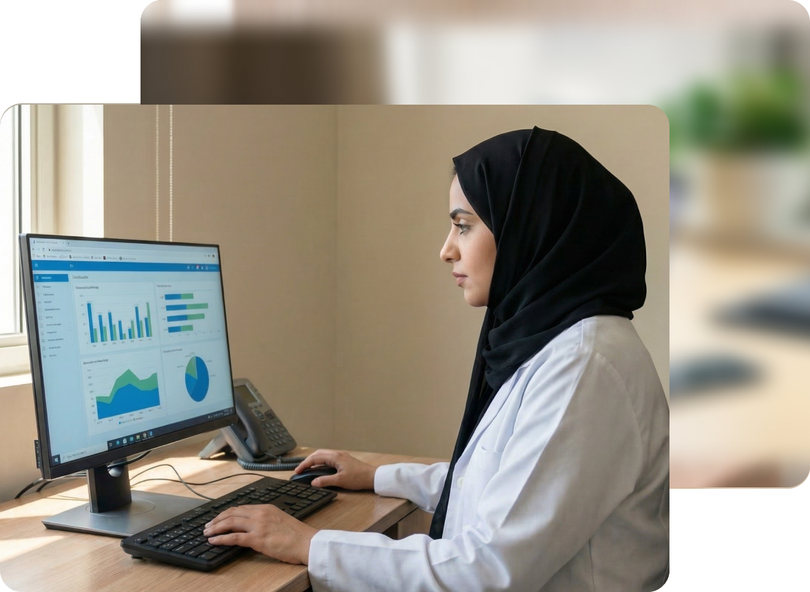 A team of surgeons performing an operation under surgical lights